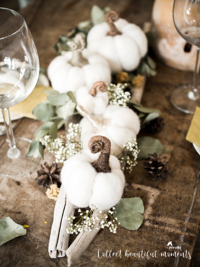 Wedding Fall decor, White pumpkins, Felt pumpkins, Wedding favors for guests, DIFFERENT SETS image 6
