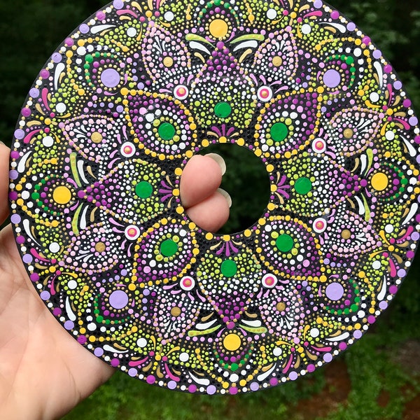 Hand Painted 45 Record - Mandala / Dot Art - Intricate Detail - Signed Original