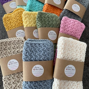 Set of 2 Hand Crocheted Washcloths Dishcloths, 100% Cotton - HANDMADE - Great Gifts 8&quot; x 8&quot;