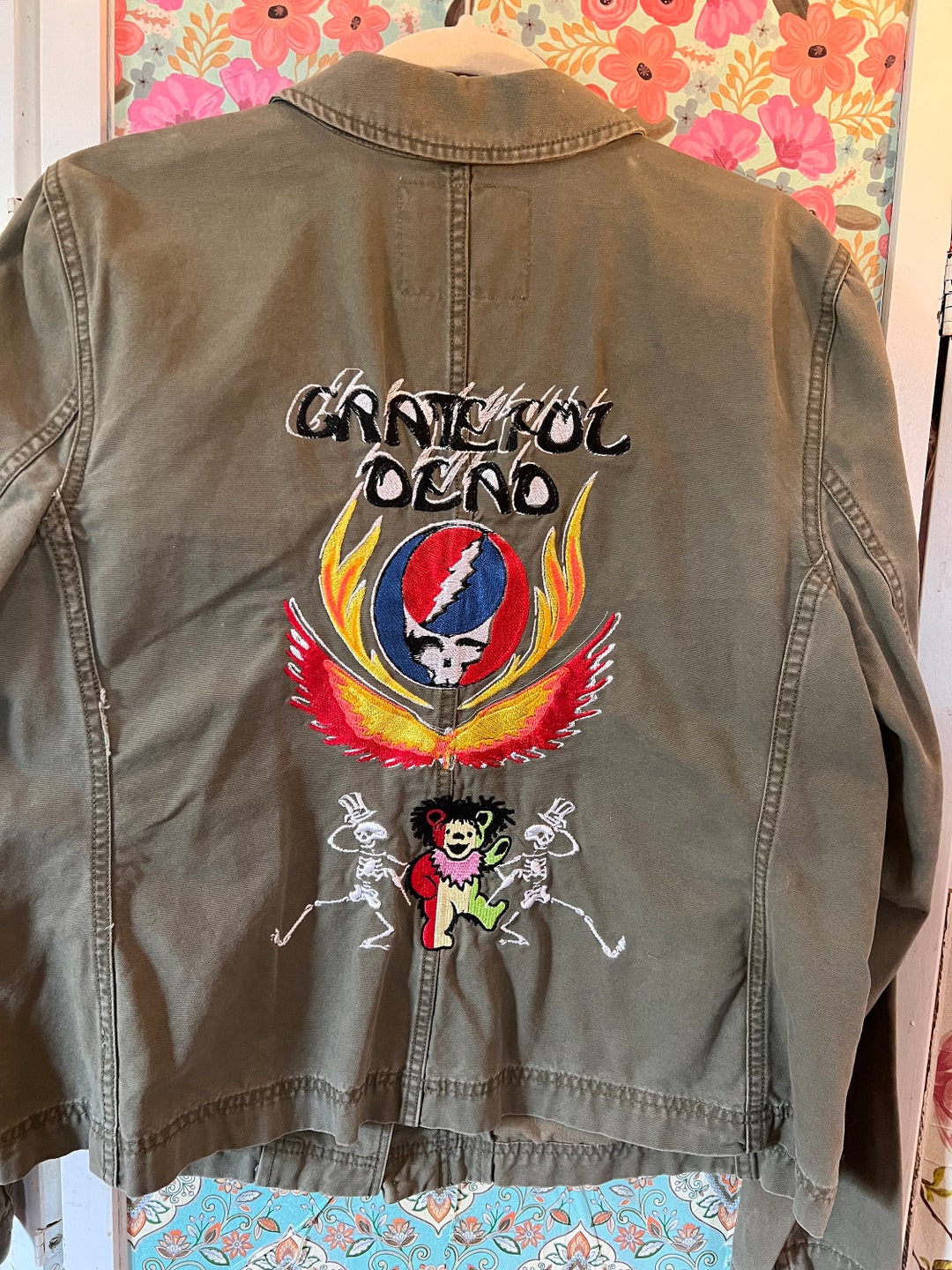 Grateful Dead Embroidered Khaki Jacket XL Etsy