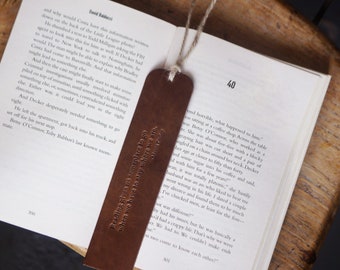 Handmade Leather Bookmark Dark Brown, Gift for Reader, Real Leather, Quarantine Gift Idea, Isolation Present