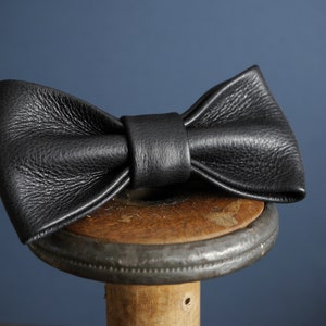 Black Leather Bow Tie, Weddings, Proms, Formal and Casual Wear, Handmade Smart Tie image 1