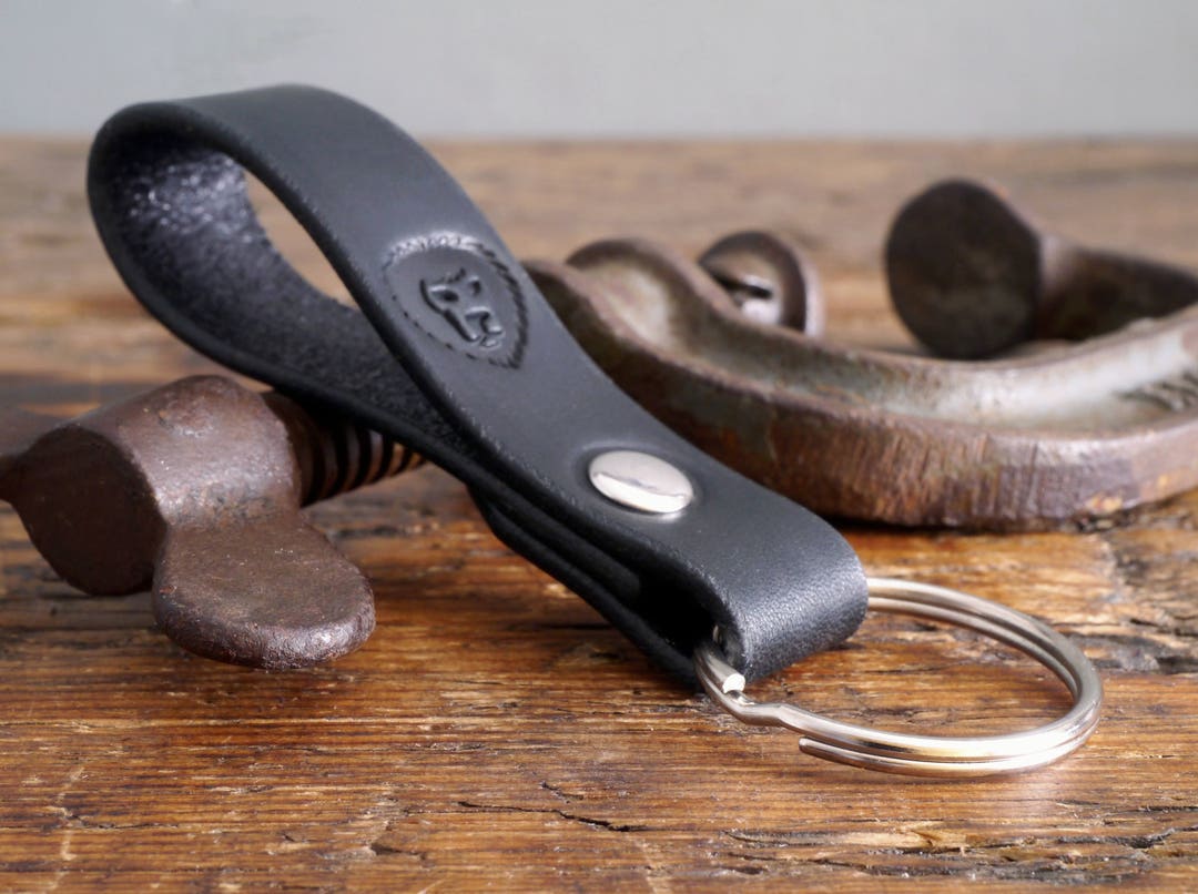 Key Ring, Leather Key Ring, Black Key Ring, Key Chain, Key Fob