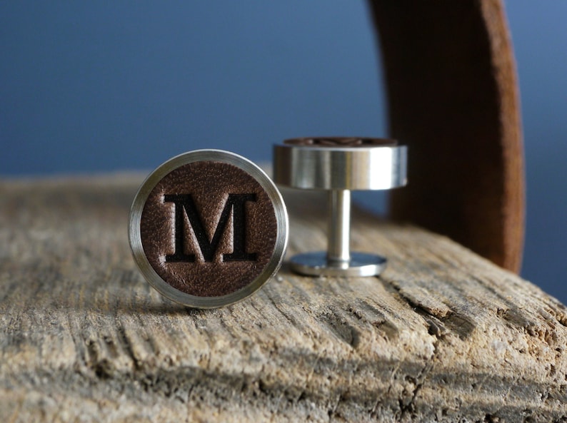 Personalised Cufflinks, Gift for Boyfriend, Groomsmen Gifts, 3rd Anniversary Gift Leather, Wedding Cufflinks, Father of the bride 