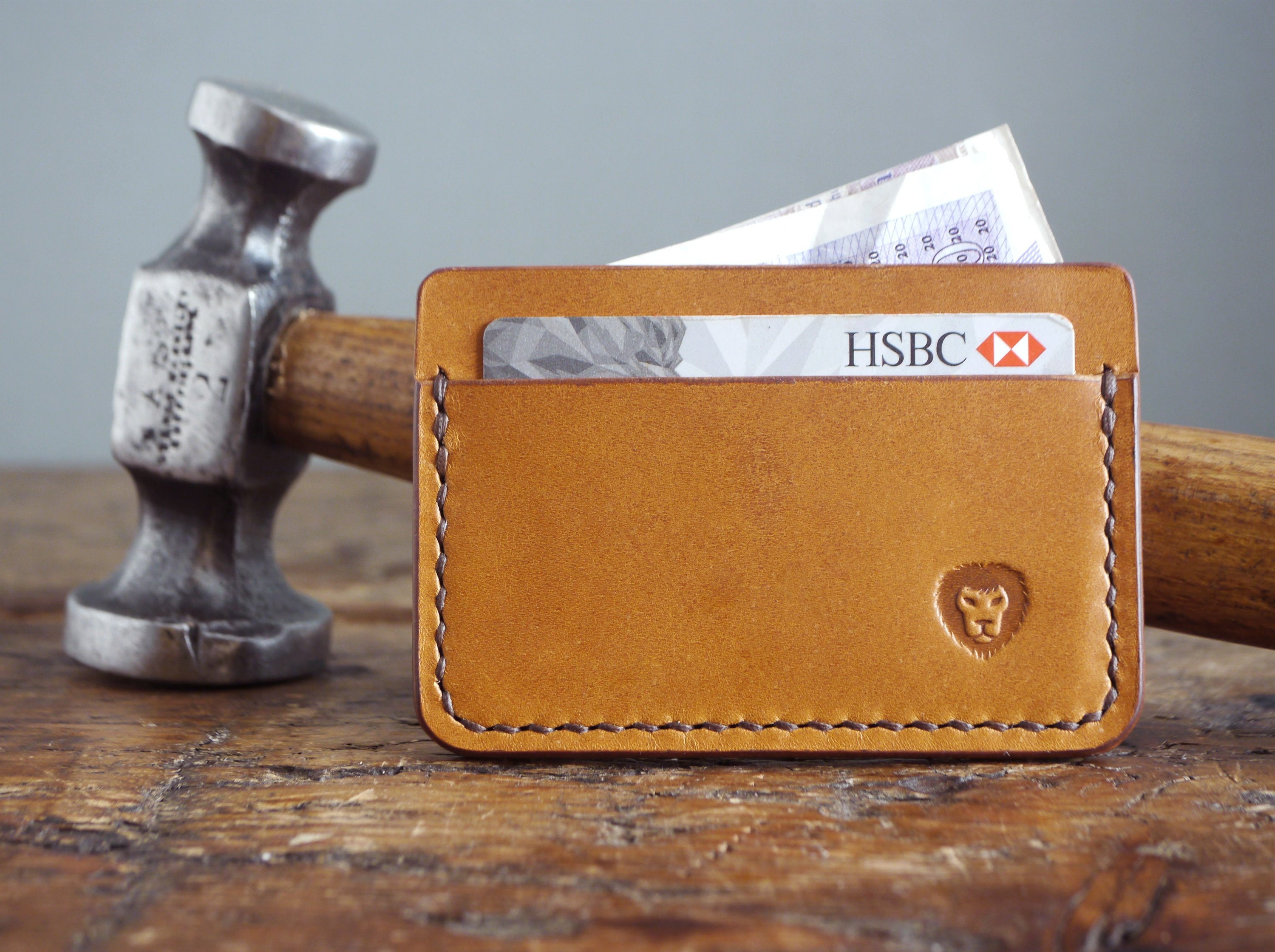 Tan Leather Card Holder Wallet Handmade Slim Wallet With Cash - Etsy