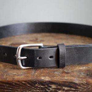 Handmade Black Bridle Leather Belt: Solid Brass Buckle, Made in England