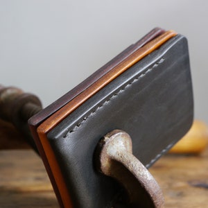 Black Leather Card Holder for Men, Slim Leather Wallet, Minimalist Wallet for Him, 3rd Anniversary Gift image 4
