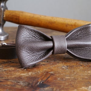 Dark Brown Leather Bow Tie, Wedding Tie for Him, Groomsmen Bow Ties, Luxury Bow Tie image 8