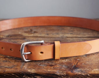 Handmade Leather Belt, Tan Leather Mens Belt, Handmade to measure Leather Belt, Bespoke Belt, Handcrafted in England