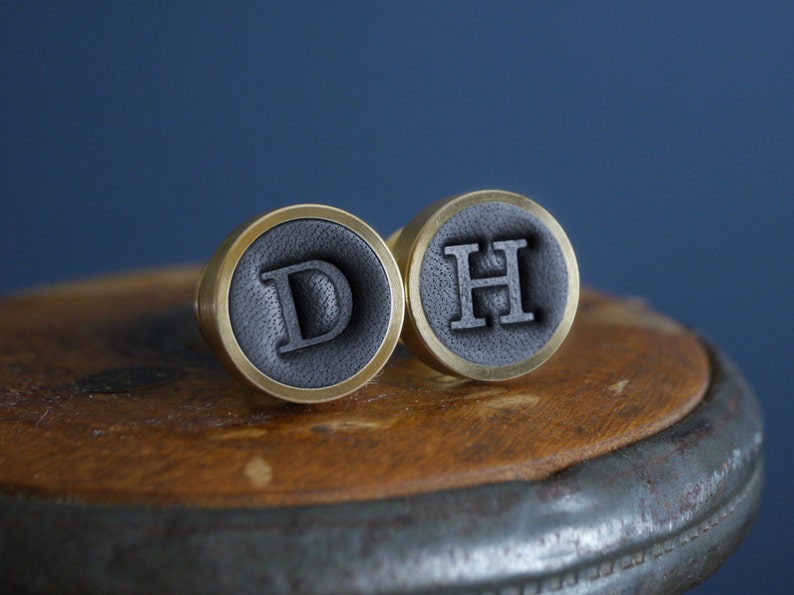 Personalised Cufflinks Leather and Solid Brass Gift for Him 3rd Anniversary Wedding Cufflinks image 4