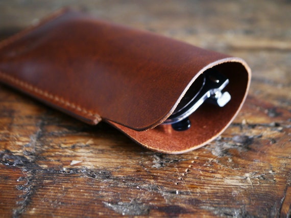 Leather Sunglasses Case, Antique Tan Leather Glasses Case, Slim Glasses  Holder, Glasses Sleeve 