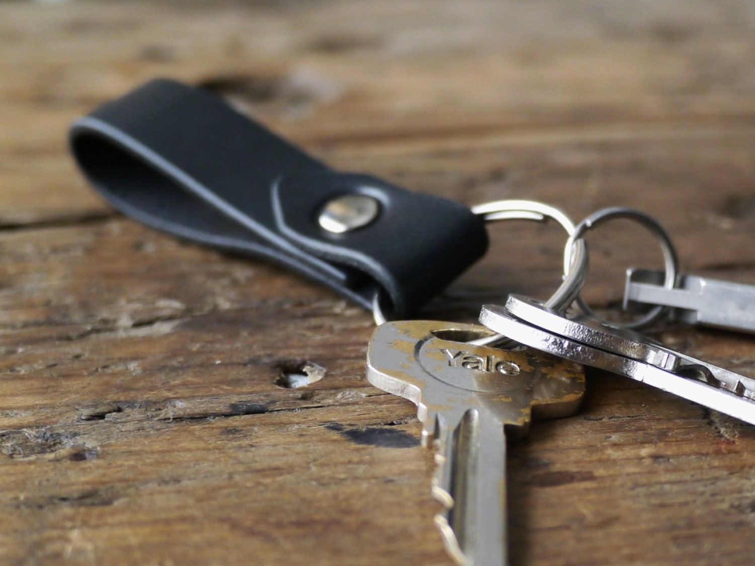 Leather Key Fob, Leather Key Chain - Riveted Leather Keyring