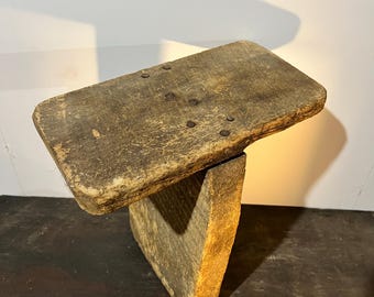 Antique Miami County, Ohio Primitive T-Base Stool | 19th Century Barn Find