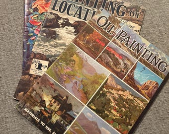 Juego de 3 libros de arte antiguos de Walter Foster: Instrucciones de pintura de mediados de siglo: Acrílicos, óleos y pintura al aire libre. Ediciones de los años 50 y 60.