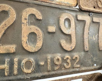 Placa de matrícula de camión de Ohio de 1932 - T 126-977 - Auténtica placa de automóvil antigua - Decoración Rat Rod - Ford de 1932 (año de fabricación válido)
