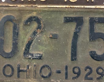 Placa de matrícula antigua de Ohio de 1929 - 402-759 - Auténtica placa de automóvil antigua - Ford Modelo A de 1929 (año de fabricación válido) - Decoración de garaje con pátina