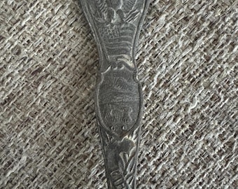 Cuchara de recuerdo antigua de Empire Silver Co., Ohio - Águila americana y sello estatal - Artículo de colección antiguo de Buckeye