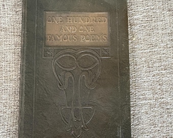 Antique One Hundred and One Famous Poems Book – Vintage 1920s/30s Embossed Hardcover – Classic Poetry Anthology with Ribbon Marker