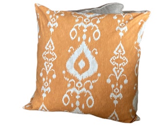 Orange Ikat design pillow cover