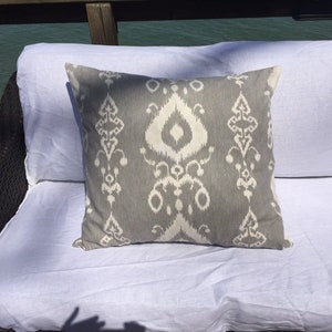 Large pale gray Ikat design pillow cover