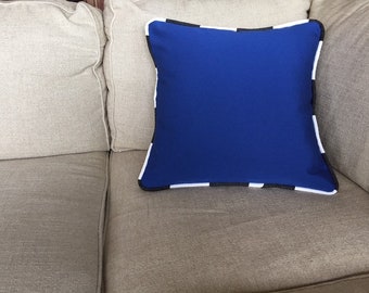 Sunbrella Marine Blue pillow cover with Sunbrella Cabana Classic piping