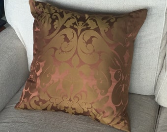 Copper and deep golden brass silk pillow cover.
