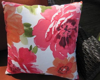 Bright floral 18 inch square pillow cover with invisible zipper