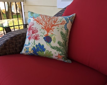 Unterwasserfisch-Kissenbezug, heller bunter Küstendekor, 18 "Quadrat