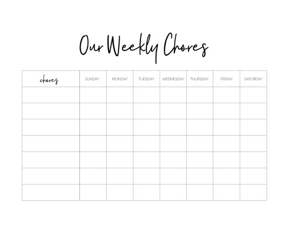 Weekly Blank Chart