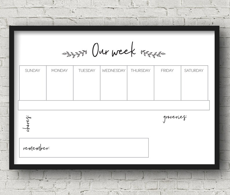 Dry Erase Weekly Planner Calendar and Family Schedule with Etsy
