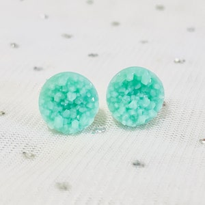 Bridesmaid Earrings - Mint Green Stud Earrings - Seafoam Green Earrings - Druzy Studs - Dainty Earrings - Mothers Day Gift - Unique Earrings