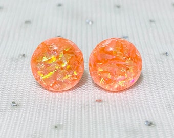 Opal Earrings - Coral Statement Earrings - Birthday Gift - Gold Stud Earrings - Unique Earrings - Peach Bridesmaid Earrings - Orange Studs