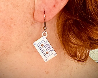 Retro Cassette Tape Earrings: Nostalgia Gift for Her, Music Festival Jewelry