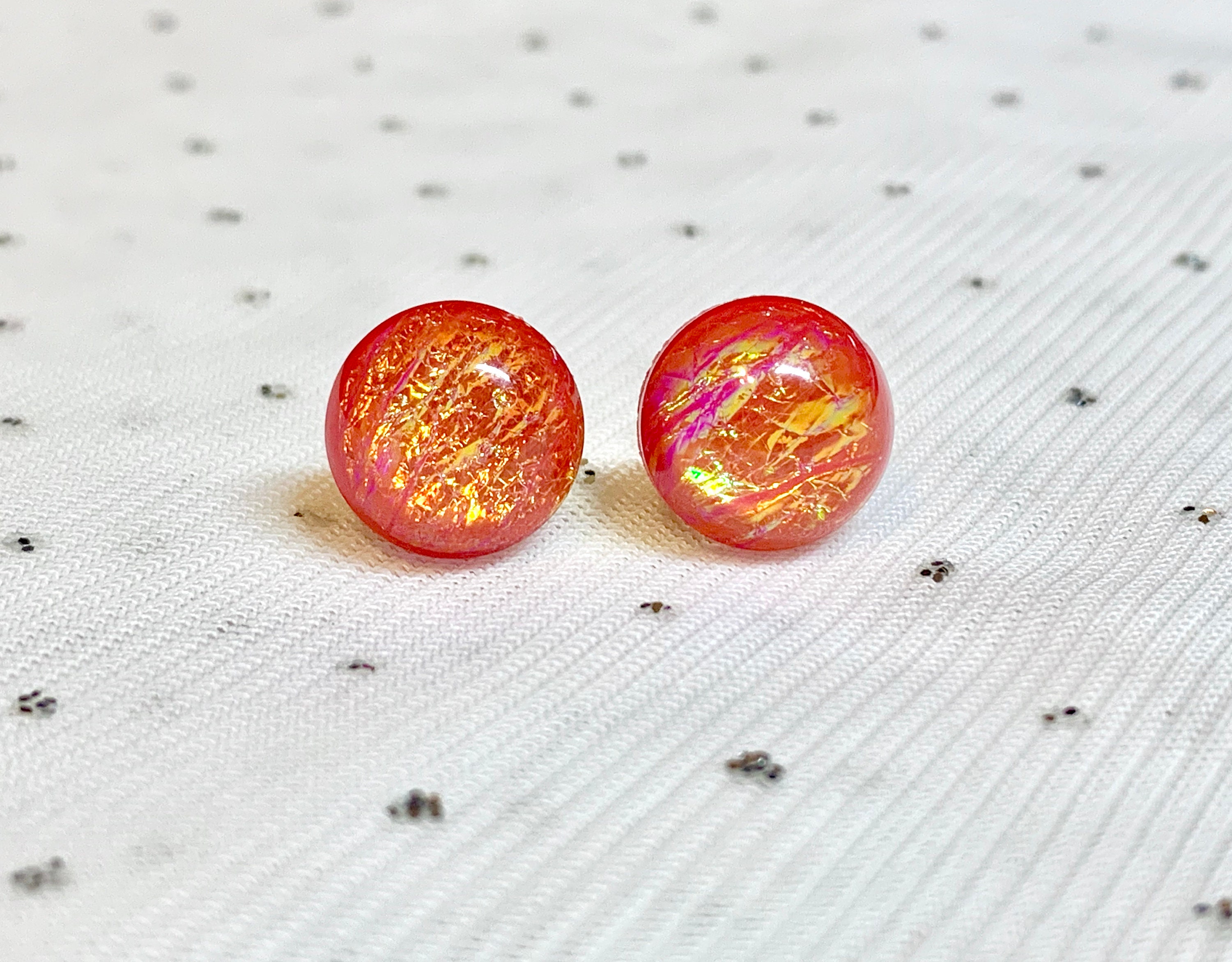 Red Fire Opal Stud Earrings Fire Opal Earrings Faux Opal | Etsy