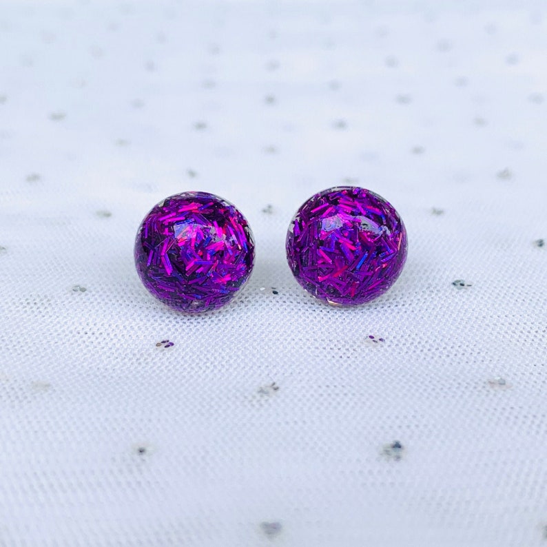 Purple Stud Earrings Fun Earrings Unique Earrings Etsy