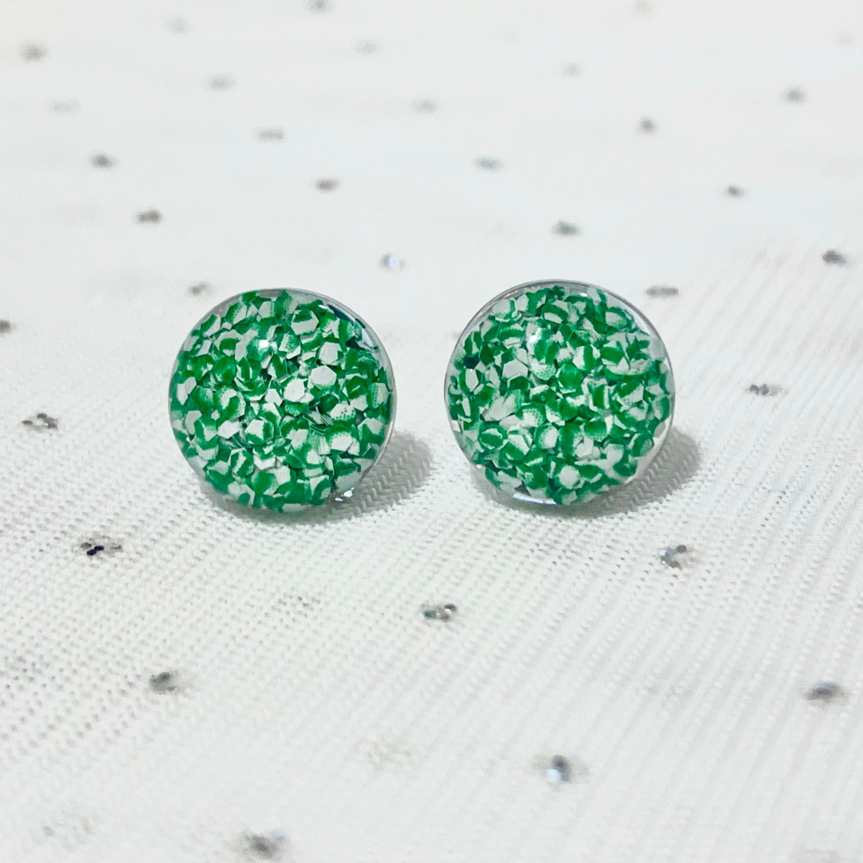 Green Stud Earrings Unique Earrings Fun Earrings St. Etsy