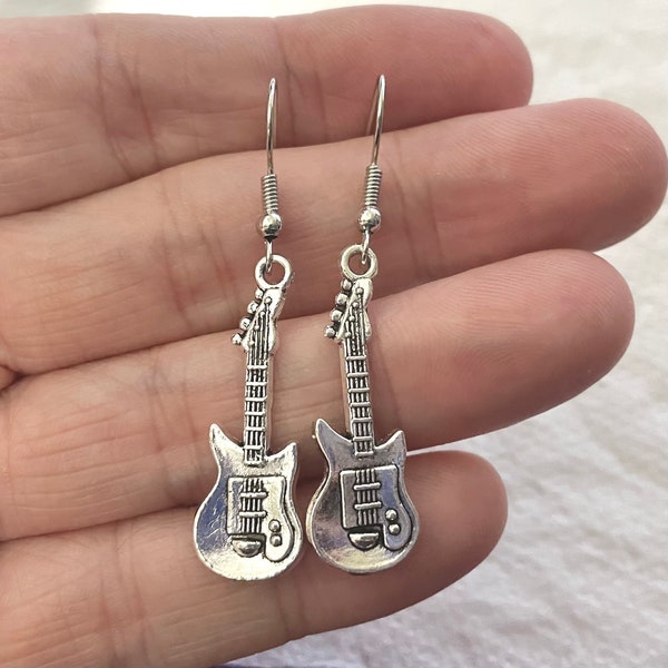 Guitar Earrings - Rock n Roll Music Festival Earrings - Girl Band Gift Idea - Musician Gift Idea for Her - Fun Cool Unique