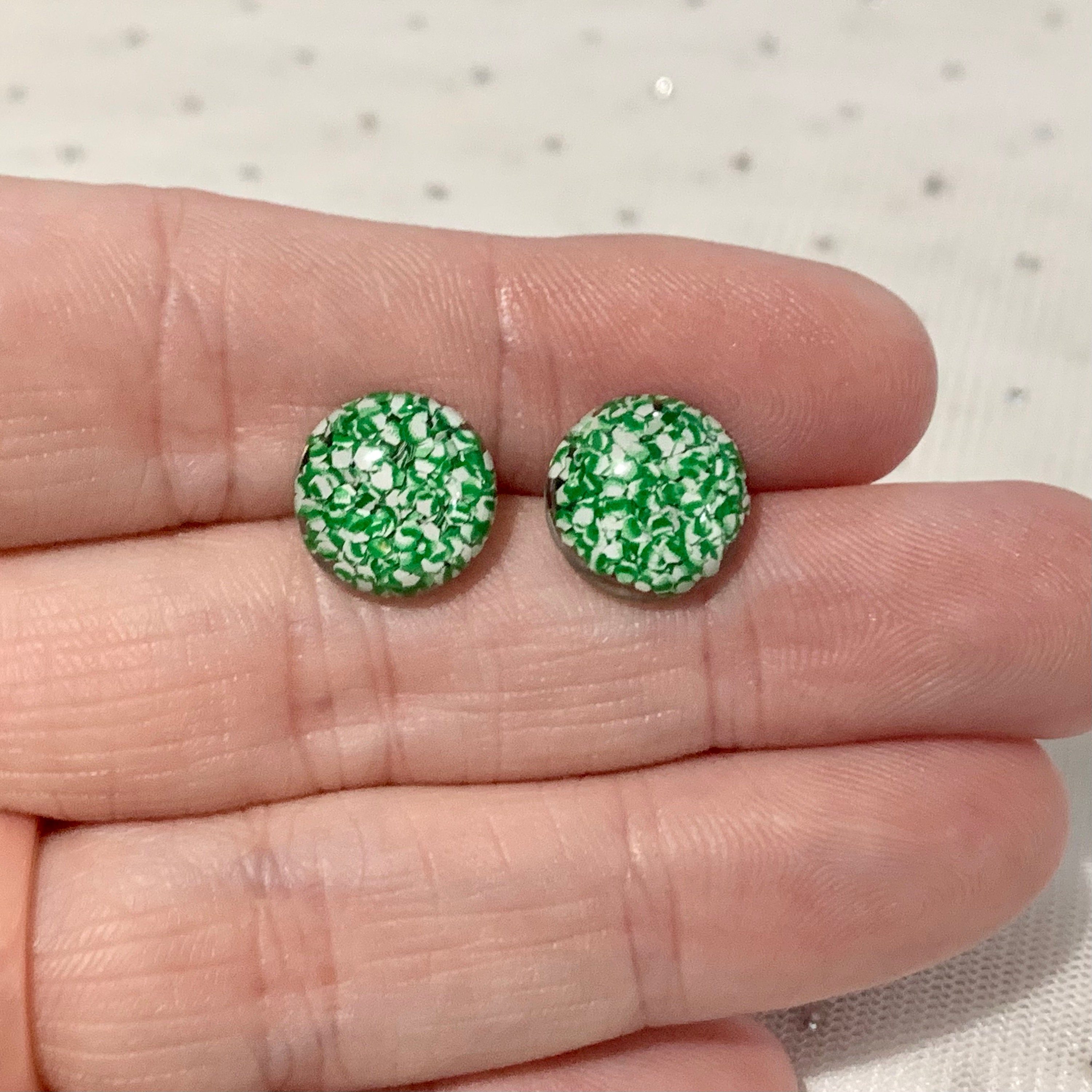 Green Stud Earrings Unique Earrings Fun Earrings St. Etsy