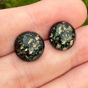 Black Stud Earrings - Gold Foil Glitter Earrings - Unique Statement Earrings - Jewelry Gift for Her - Sparkly Studs - Gift for Mom, Sister