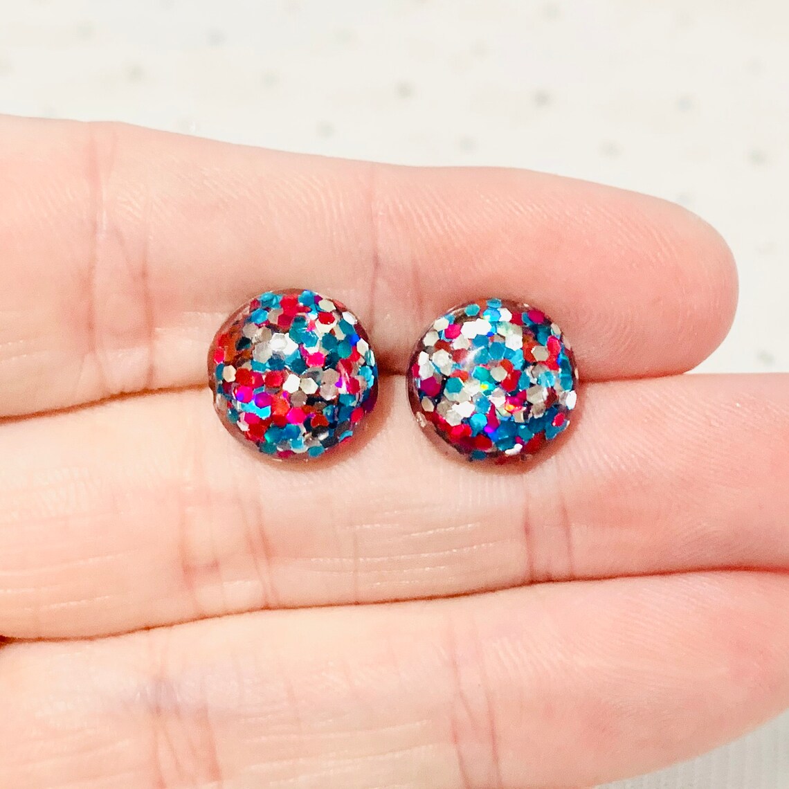 Cool Earrings Rainbow Stud Earrings Funky Earrings Resin Etsy