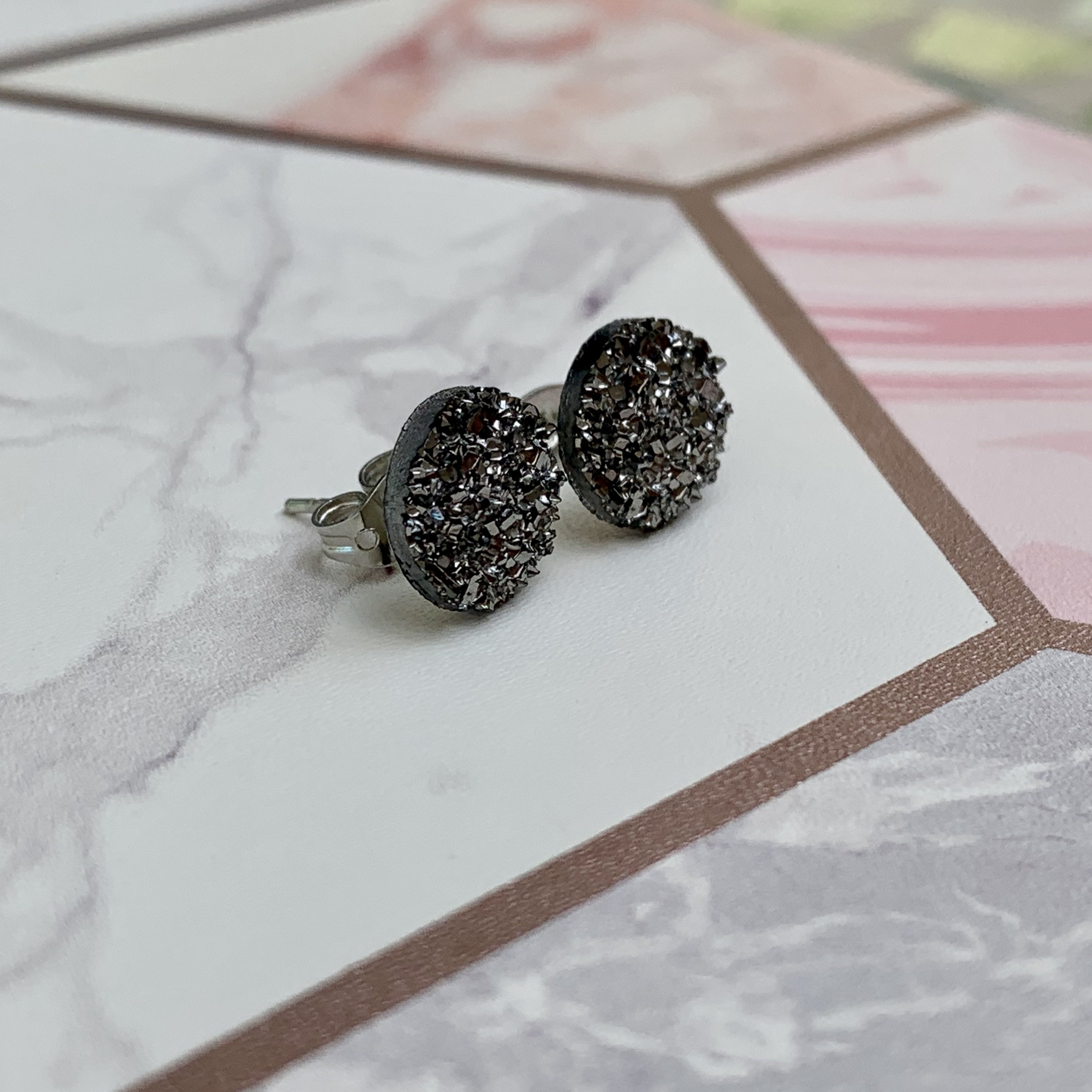 Metallic Gray Stud Earrings / Graphite Wedding Jewelry / Etsy