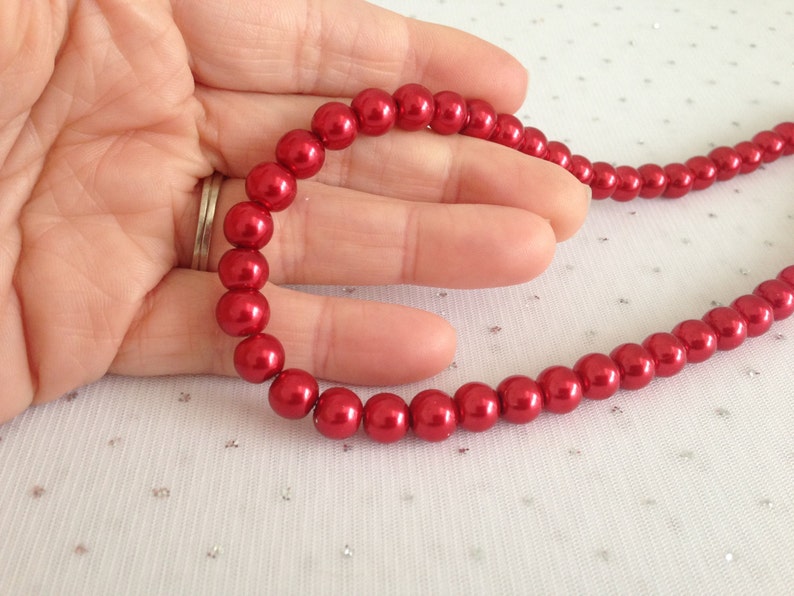 Collar de perla roja joyería de novia roja boda de Navidad