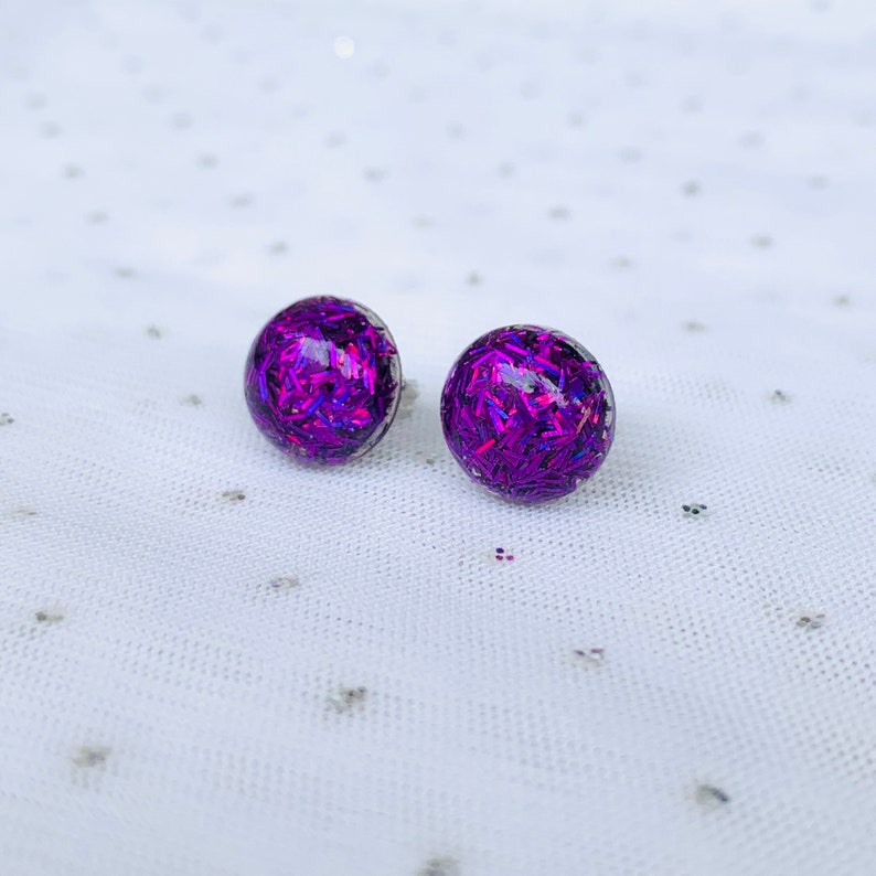 Purple Stud Earrings Fun Earrings Unique Earrings Etsy