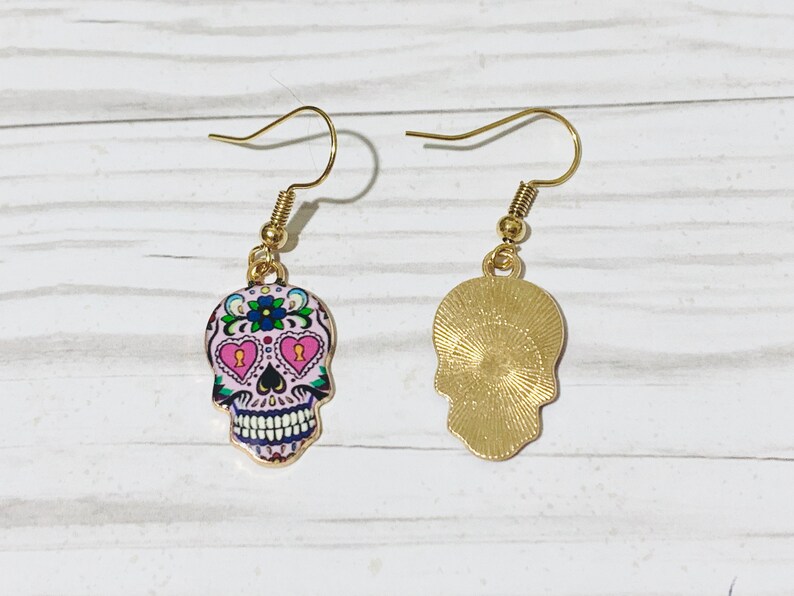 Halloween Skull Earrings Sugar Skull Gifts Halloween Accessories for Her Dia de los Muertos Earrings Sugar Skull Dangle Earrings