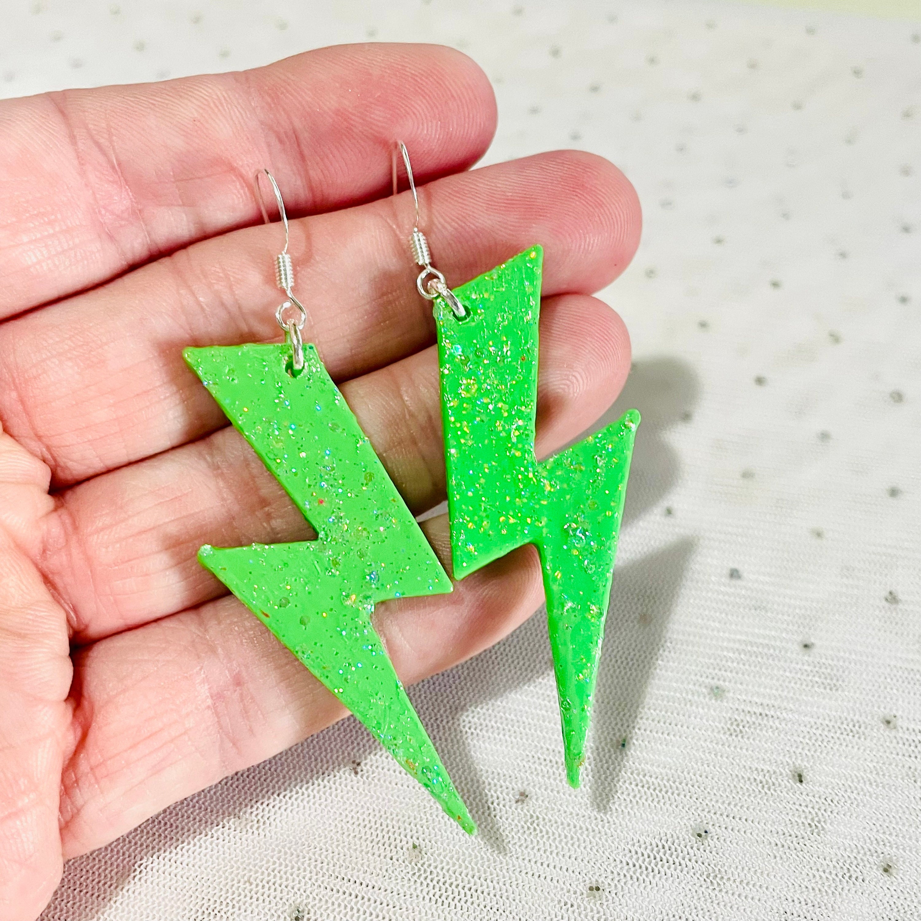 Neon lightning bolt best sale earrings