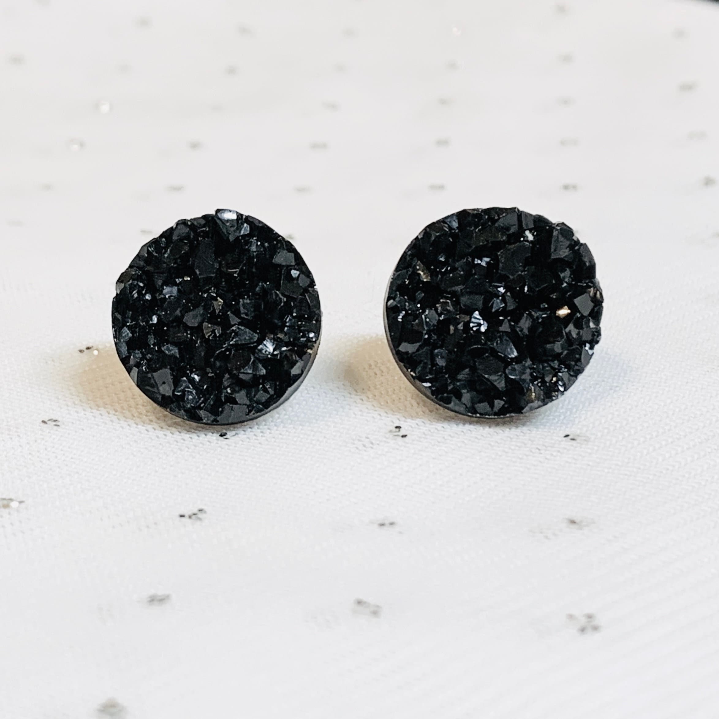 Large Black Stud Earrings Statement Earrings Wedding Etsy
