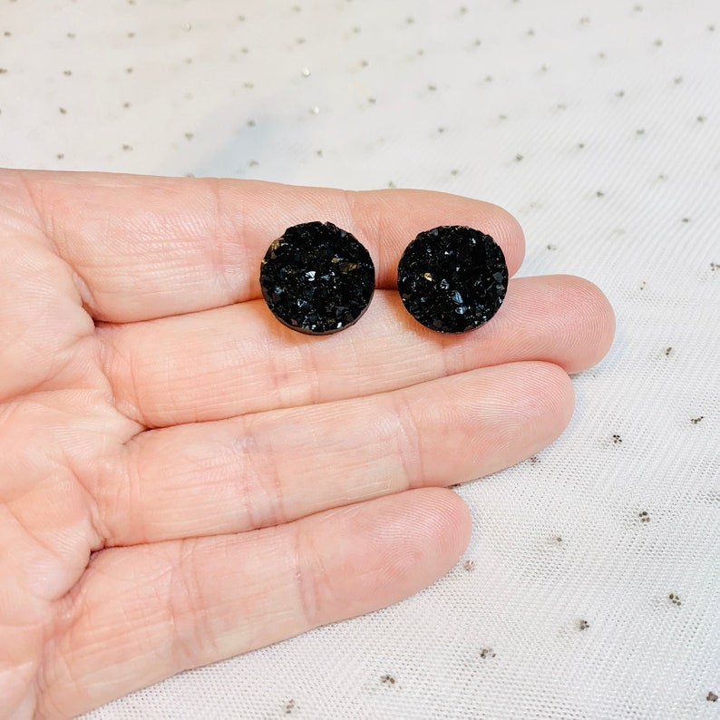 Large Black Stud Earrings Statement Earrings Wedding Etsy India