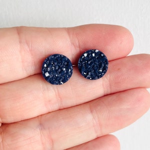 Navy Blue Stud Earrings: Blue Bridesmaid Wedding Jewelry