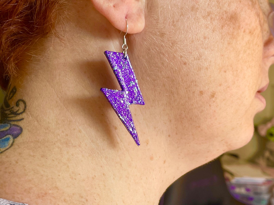 Lightning Bolt Earrings 80s and 90s Nostalgia Jewelry Etsy
