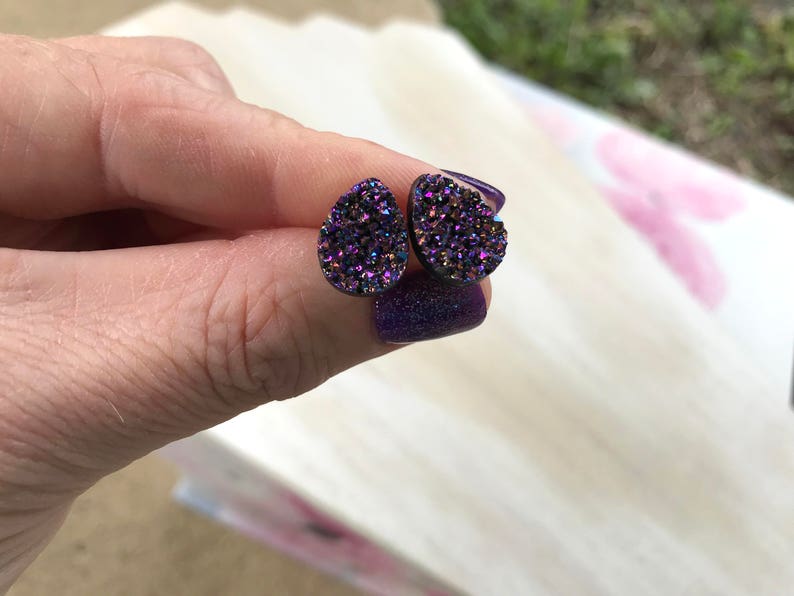 MINI SET W/TAIL - CRYSTAL PURPLE TEARDROP